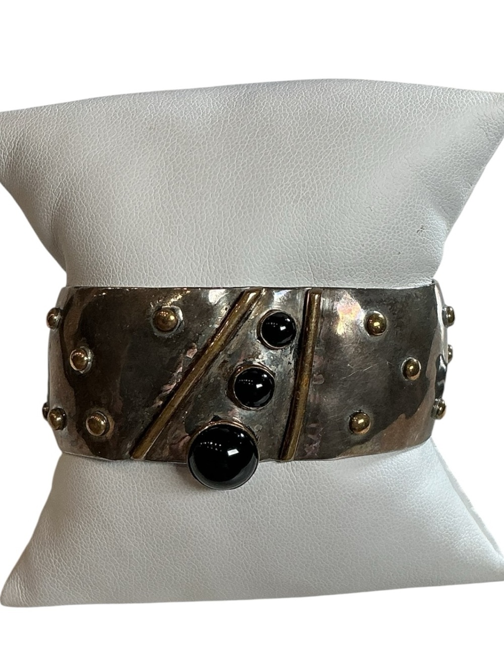 Vintage 925 Sterling Silver Geometric Bracelet Cuff